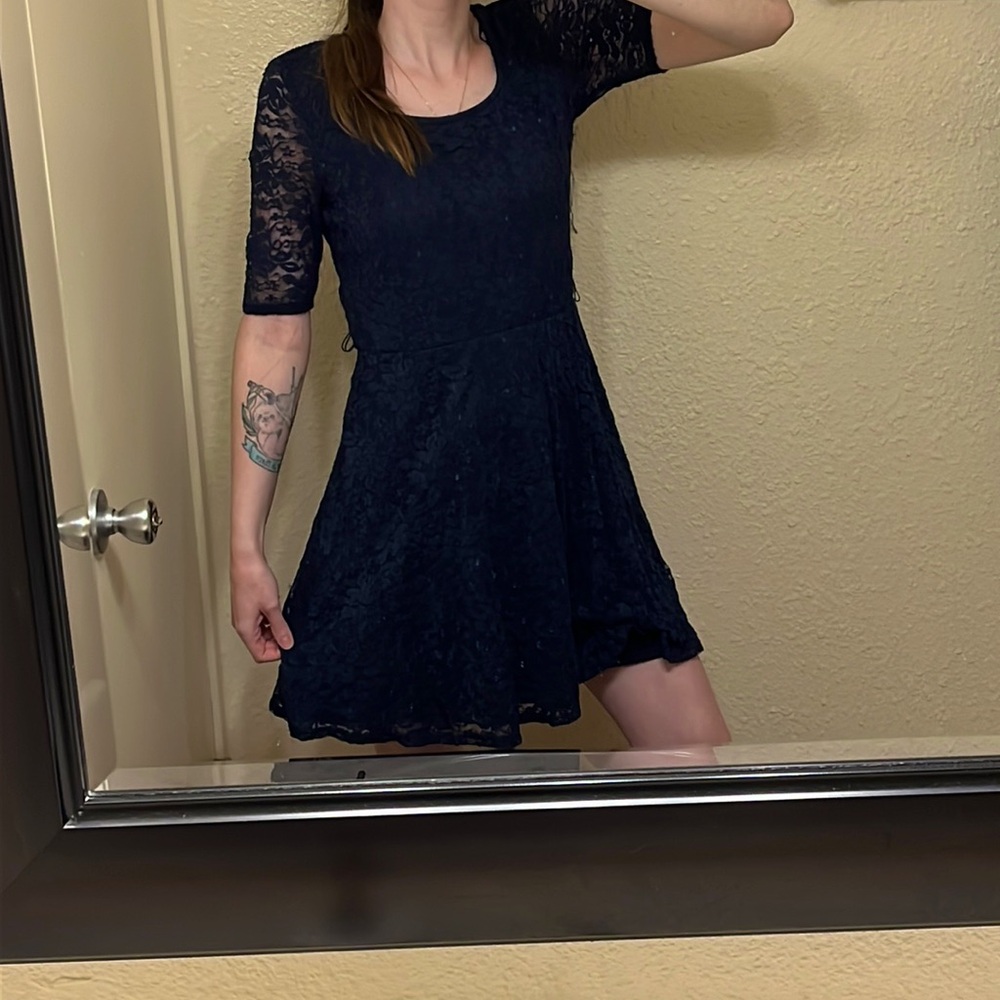 Navy Blue Lace Dress